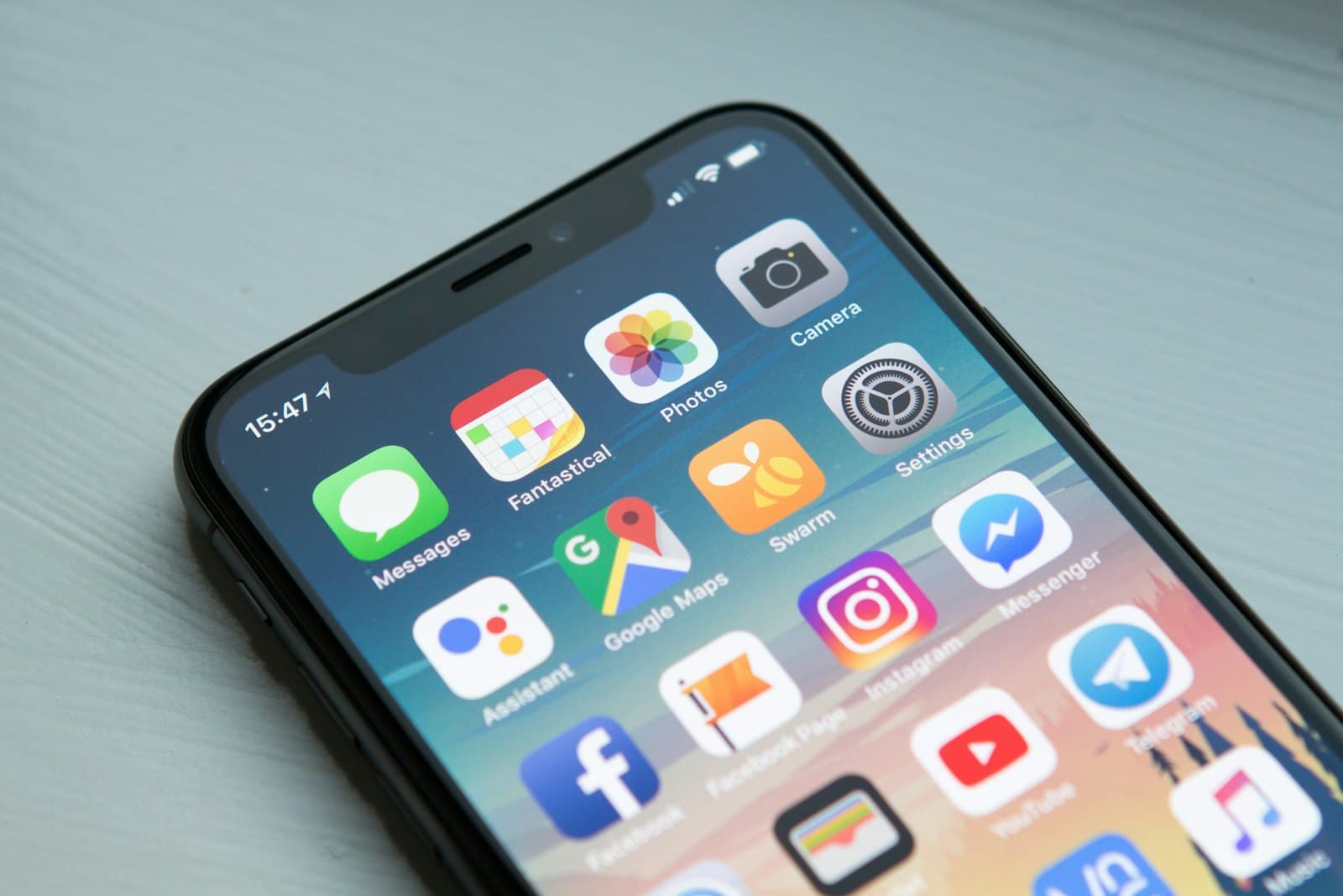A smartphone showing an application home screen
