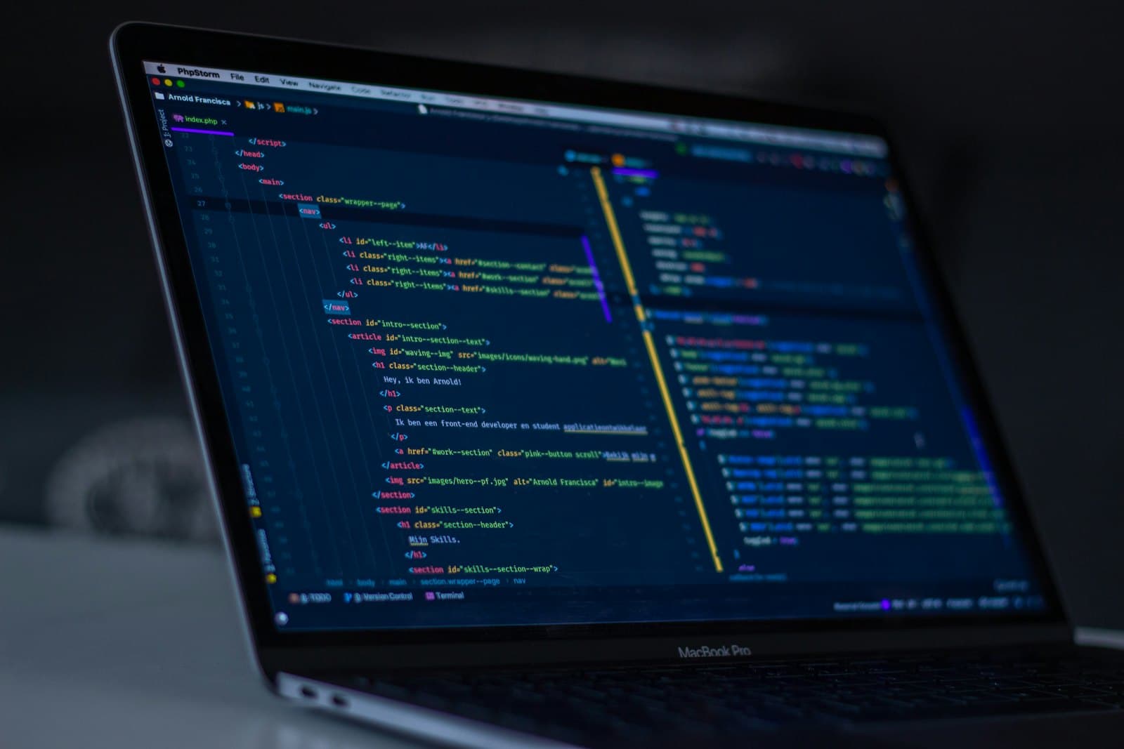Programming editor open on a computer display